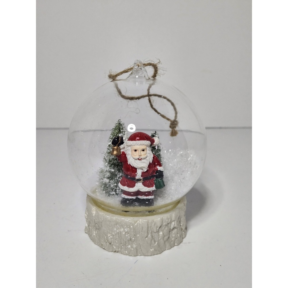 Vintage Santa Claus Snow Globe Ornament Glass Christmas Tree Hanging Bauble Faux